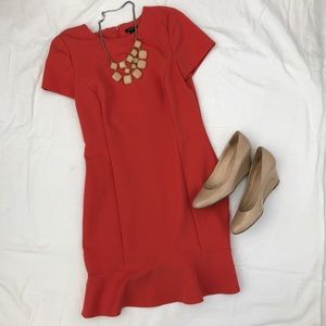 Coral Ann Taylor Petite Dress with Ruffle Hem